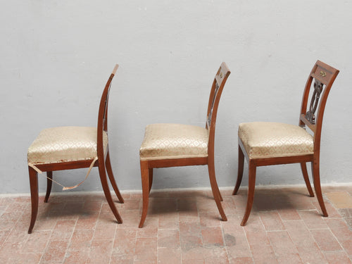 3 STK. SEHR AUSSERGEWÖHNLICHE BIEDERMEIER STÜHLE UM 1820