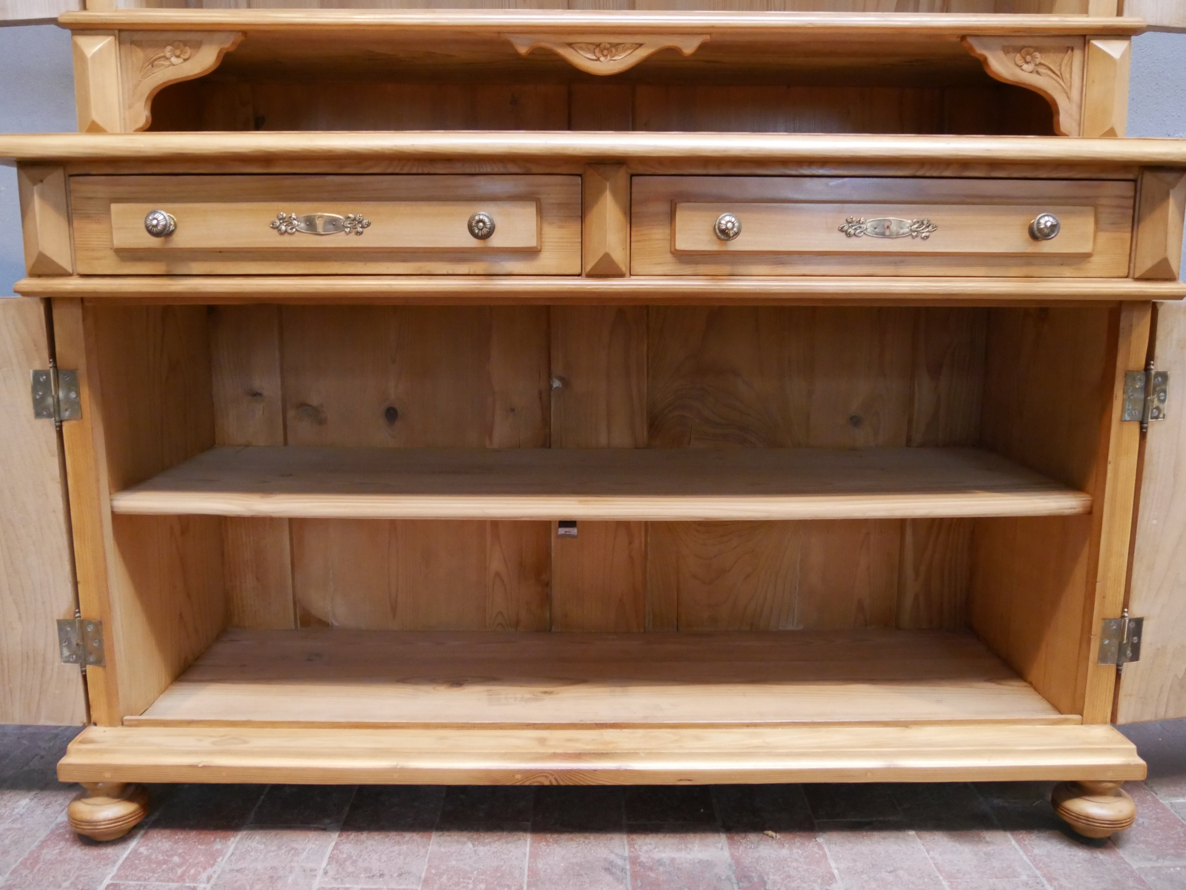 SEHR SELTENES JUGENDSTIL BUFFETT ANRICHTE VITRINE MIT AUFSATZ WEICHHOLZ RESTAURIERT