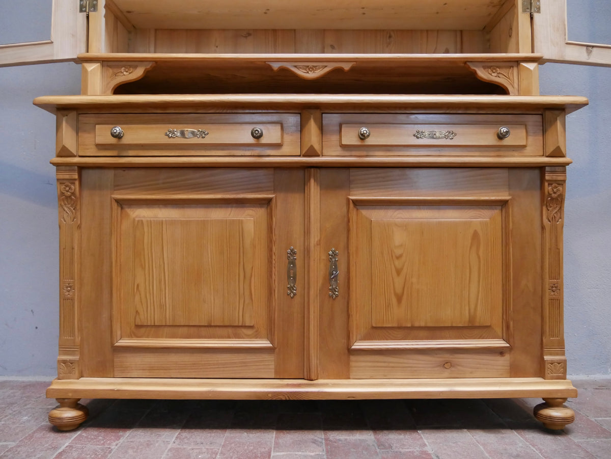 SEHR SELTENES JUGENDSTIL BUFFETT ANRICHTE VITRINE MIT AUFSATZ WEICHHOLZ RESTAURIERT