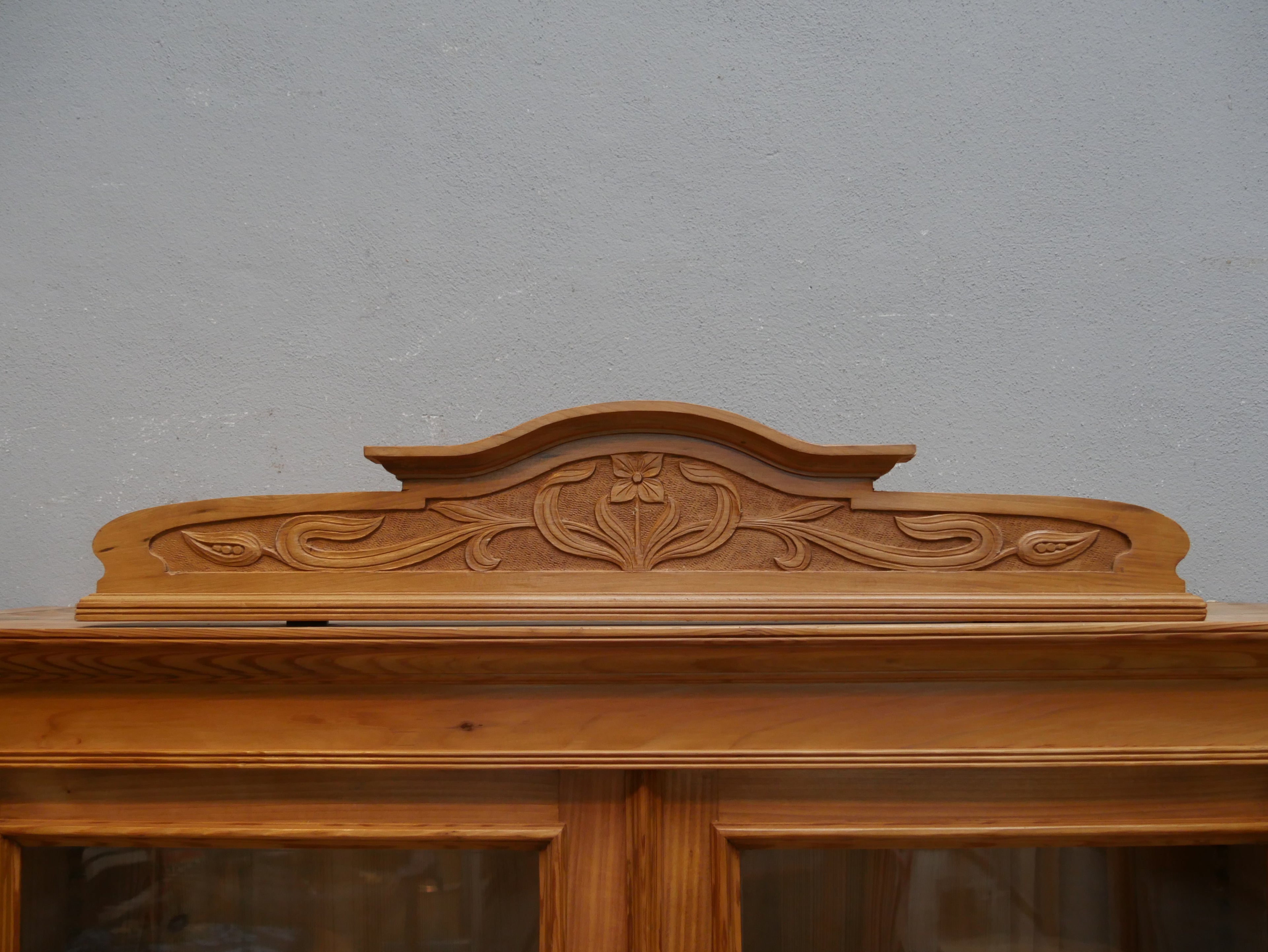SEHR SELTENES JUGENDSTIL BUFFETT ANRICHTE VITRINE MIT AUFSATZ WEICHHOLZ RESTAURIERT